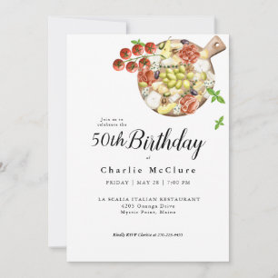 Invitation Aquarelle Charcuterie Italie Anniversaire