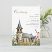 Invitation Aquarelle Charming Church Baptême Christening (Debout devant)