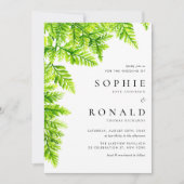 Invitation Aquarelle Chartreuse Green Fern Feuille Mariage (Devant)