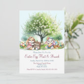 Invitation Aquarelle Chasse aux oeufs de Pâques et Brunch (Debout devant)