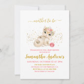 Invitation Aquarelle Chat bébé et Baby shower de fleurs (Devant)