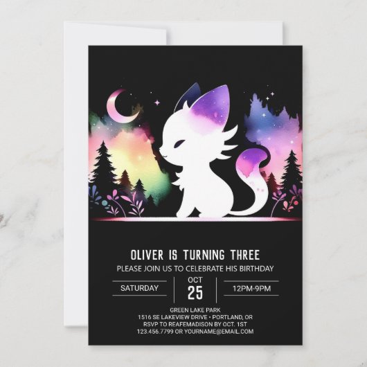 Invitation Aquarelle Chat Boho Anniversaire (Devant)