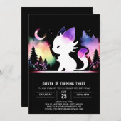 Invitation Aquarelle Chat Boho Anniversaire (Devant / Derrière)