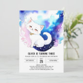 Invitation Aquarelle Chat enchantement Anniversaire (Debout devant)