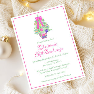 Invitation Aquarelle Chaud Pink Bows Ginger Jinger Arbre de N