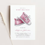 Invitation Aquarelle Chaussures Bébé Rose C'est une Fille Béb<br><div class="desc">Invités Invitations à votre événement avec cette invitation personnalisée pour le brunch pour bébé. Il présente l'aquarelle illustration d'adorables bottes de bébé roses. Personnalisez cette invitation baby shower en ajoutant vos détails. Cette invitation pour le brunch à l'aquarelle rose est parfaite pour It's a Girl baby showers.</div>