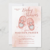 Invitation Aquarelle Chaussures pour bébé rose (Devant)