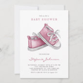 Invitation Aquarelle Chaussures pour bébé rose C'est un Baby  (Devant)