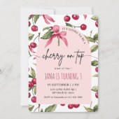 Invitation Aquarelle Cherry Rouge et Anniversaire de enfant r (Devant)