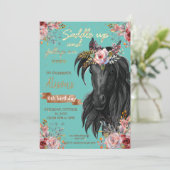 Invitation Aquarelle cheval anniversaire cowgirl Pony (Debout devant)