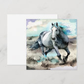 Invitation Aquarelle Cheval de Trait Galopant  (Devant / Derrière)