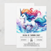 Invitation Aquarelle Cheval modifiable Anniversaire (Devant / Derrière)