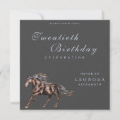 Invitation Aquarelle Cheval Mystique N'IMPORTE QUELLE fête d' (Devant)