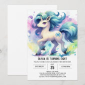 Invitation Aquarelle Cheval numérique Anniversaire (Devant / Derrière)