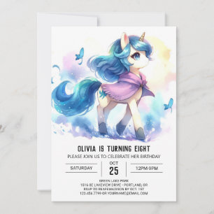 Invitation Aquarelle Cheval Personnalisé Anniversaire