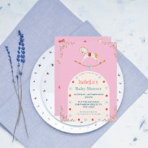 Aquarelle Cheval Rocse Baby shower rose