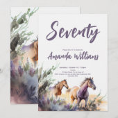 Invitation Aquarelle Chevaux Purple Sage Seveneth Anniversair (Devant / Derrière)