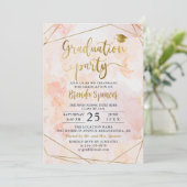 Invitation Aquarelle Chic Blush Gold Graduation géométrique (Debout devant)