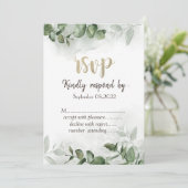 Invitation Aquarelle Chic Eucalyptus Vert RSVP (Debout devant)