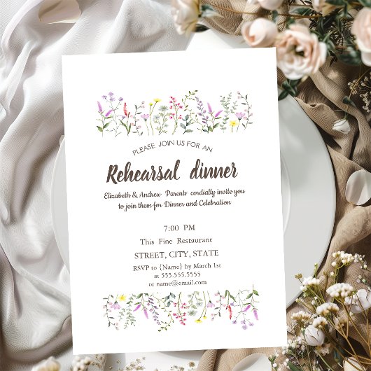 Invitation Aquarelle Chic Fleur Sauvage