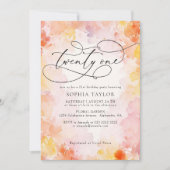 Invitation Aquarelle chic moderne Floral 21 ème anniversaire (Devant)