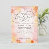 Invitation Aquarelle chic moderne Floral 21 ème anniversaire (Debout devant)