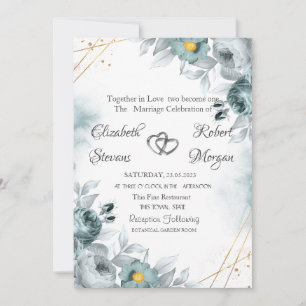 Invitation Aquarelle Chic Monnaie Roses verts