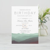 Invitation Aquarelle Chic Mountain | Célébration d'anniversai (Debout devant)