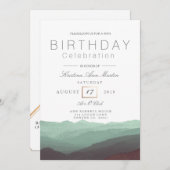 Invitation Aquarelle Chic Mountain | Célébration d'anniversai (Devant / Derrière)