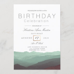 Invitation Aquarelle Chic Mountain   Célébration d'anniversai
