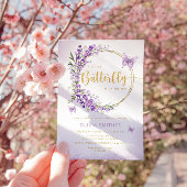 Invitation Aquarelle Chic Papillon pourpre Baby Girl Douche