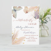 Invitation Aquarelle Chic Papillons Pampas Grass (Debout devant)