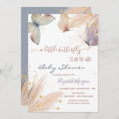 Invitation Aquarelle Chic Papillons Pampas Grass (Devant / Derrière)