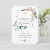 Invitation Aquarelle Chic Rose Blush Floral Confirmation (Debout devant)