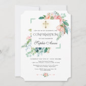 Invitation Aquarelle Chic Rose Blush Floral Confirmation (Devant)