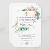 Invitation Aquarelle Chic Rose Blush Floral Confirmation (Devant / Derrière)