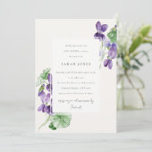 Invitation Aquarelle Chic Violet Baby shower Floral (Debout devant)