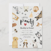 Invitation Aquarelle Chien Anniversaire (Devant)
