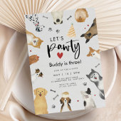 Invitation Aquarelle Chien Anniversaire