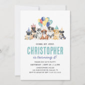 Invitation Aquarelle Chien Pawty Puppy Anniversaire (Devant)