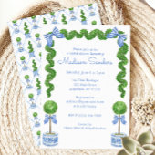 Invitation Aquarelle Chinoiserie Blue Bow Topiary