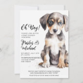 Invitation Aquarelle Chiot bébé bébé garçon douche (Devant)