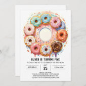 Invitation Aquarelle Chocolat Donuts Anniversaire (Devant / Derrière)