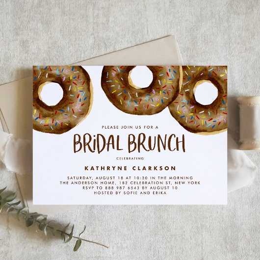 Invitation Aquarelle Chocolat Saupoudrer les beignets Brunch