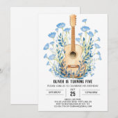 Invitation Aquarelle Chord Guitare Garçon Anniversaire (Devant / Derrière)