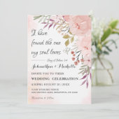 Invitation Aquarelle Christian Blush rose Mariage Floral (Debout devant)