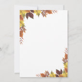 Invitation aquarelle chute automne feuilles ami dîner (Dos)
