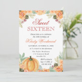 Invitation Aquarelle Chute Citrouille  Sweet sixteen (Debout devant)
