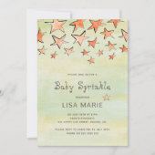 Invitation Aquarelle chute étoiles ivoire bébé arrosage (Devant)