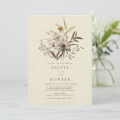 Invitation Aquarelle Chute Fleurs sauvages Faux Linge Mariage (Debout devant)